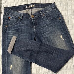 Hudson Jeans Dark Blue Distressed Boyfriend Jeans